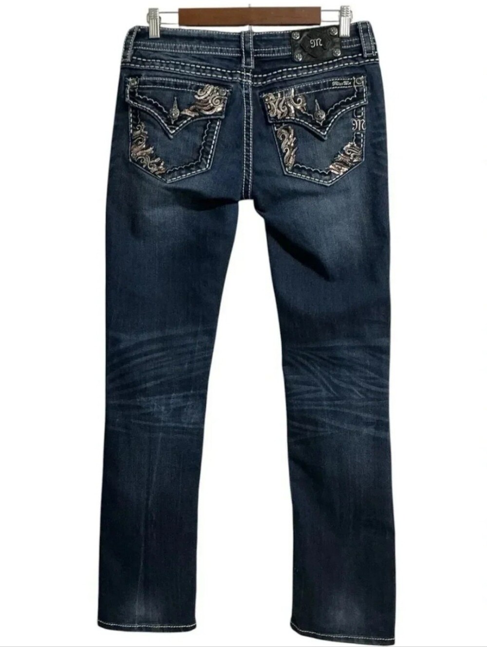 EUC - Miss Me Dark Blue Embroidered Pocket Jeans